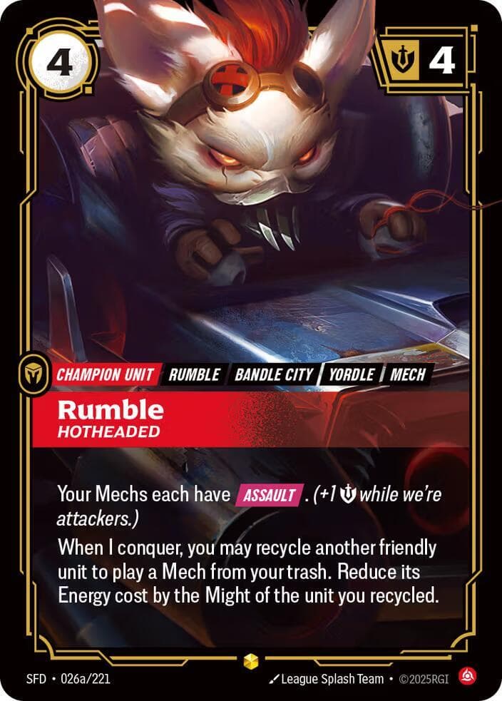 Rumble, Hotheaded (Alternate Art) (SFD) #026a