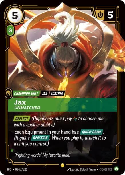 Jax, Unmatched (Alternate Art) (SFD) #054a