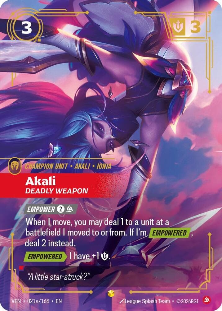 Akali, Deadly Weapon (Alternate Art) (VEN) #021a
